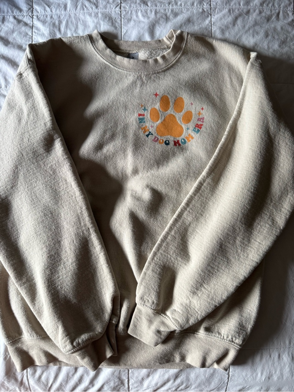 Cream 'Dog Mom Era’ Paw Print Crewneck Sweatshirt